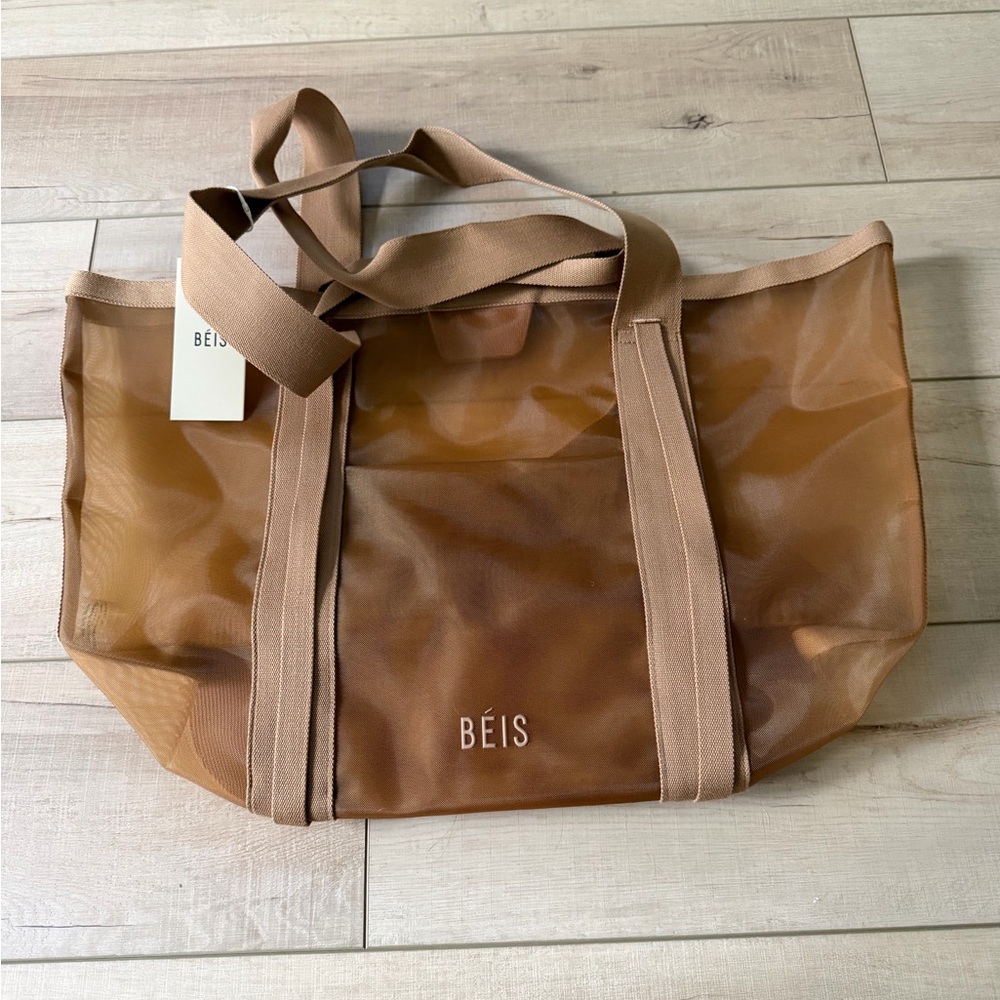 Béis Mesh Beach Tote Bag in Camel *Sold Out*